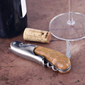 Laguiole Magnum Amboyna Burl Corkscrew, close-up of the elegant burl wood handle and stainless steel body.