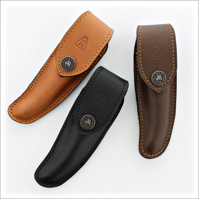 Laguiole Nature Leather Sheath for 9 to 12 cm Pocket Knives, - Handcrafted by Max Capdebarthes