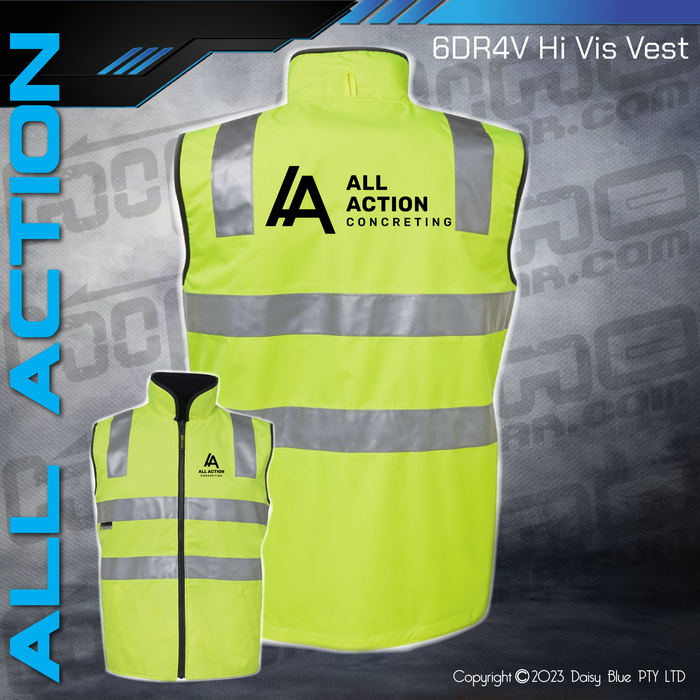 Lime/Black Hi Vis Reversible Vest - All Action Concrete