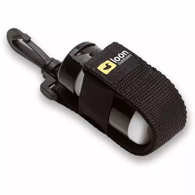 Loon Medium Caddy holding white bottle with clip and logo