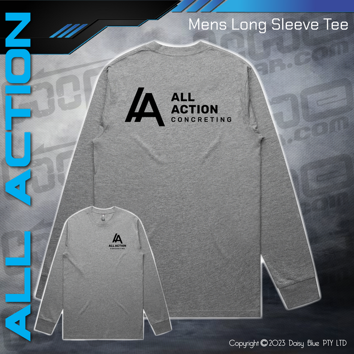 Mens Classic Long Sleeve Tee -  All Action Concrete