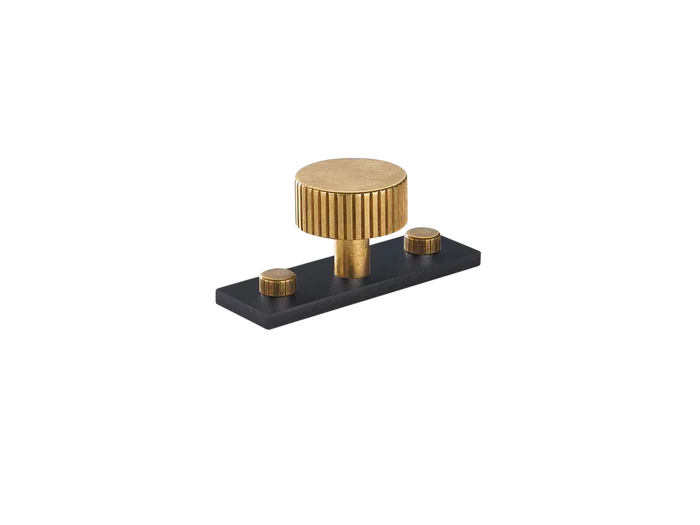 MIX Straight Knurled Cabinet Knob & Backplate - Mixed Finish By Armac Martin