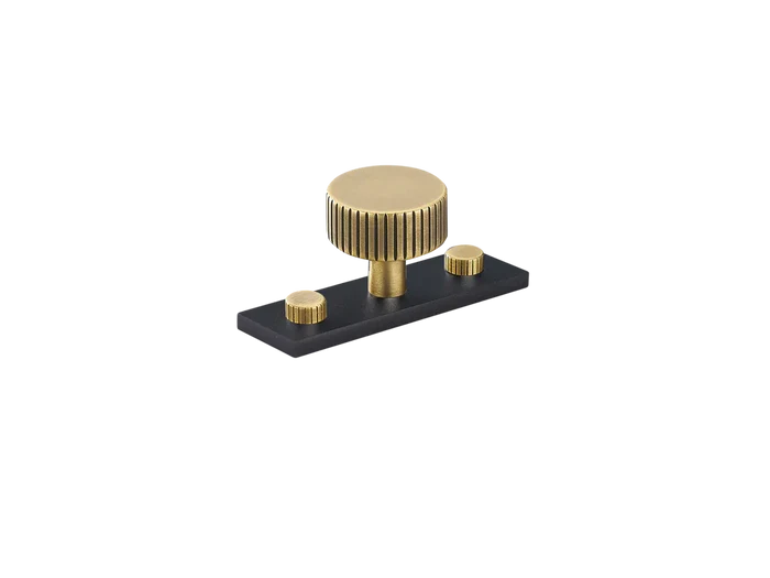 MIX Straight Knurled Cabinet Knob & Backplate - Mixed Finish By Armac Martin