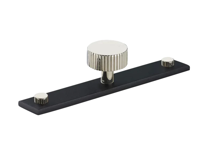 MIX Straight Knurled Cabinet Knob & Backplate - Mixed Finish By Armac Martin