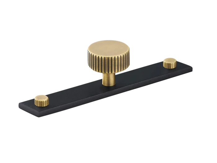 MIX Straight Knurled Cabinet Knob & Backplate - Mixed Finish By Armac Martin