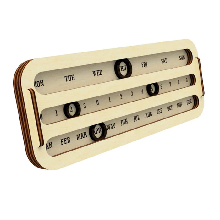 Modular Perpetual Calendar with Wooden Rings - Glowforge