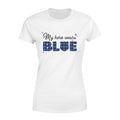 Apparel XS / White My Hero Wears Blue - Sparkling Checkered Pattern Shirt - Standard Women's T-shirt