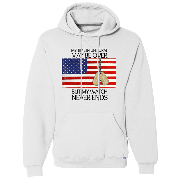 'My Time in Uniform Never Ends-Black Hoodie