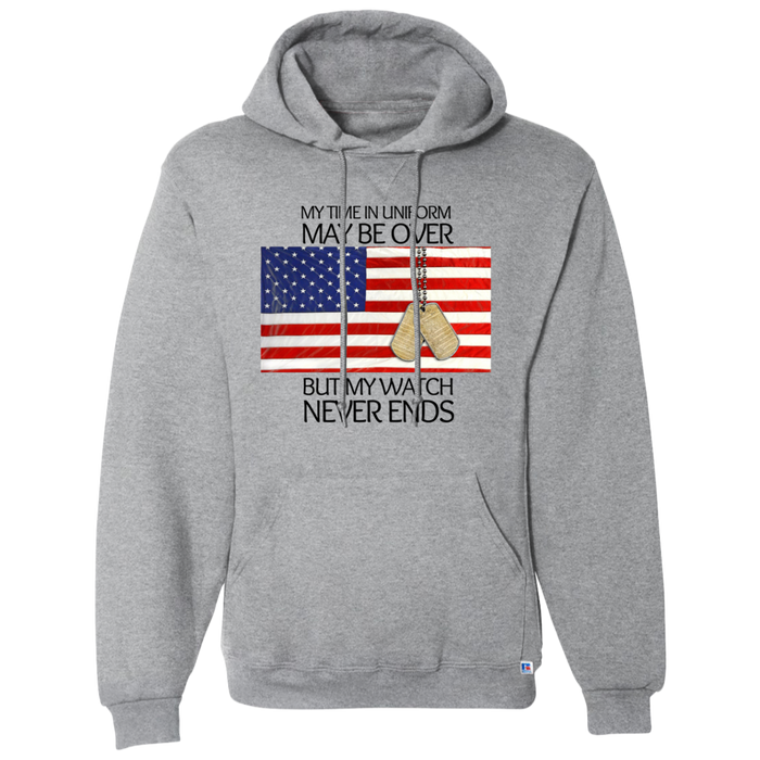 'My Time in Uniform Never Ends-Black Hoodie