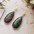 Natural Ruby Zoiste Teardrop Dangle Earrings