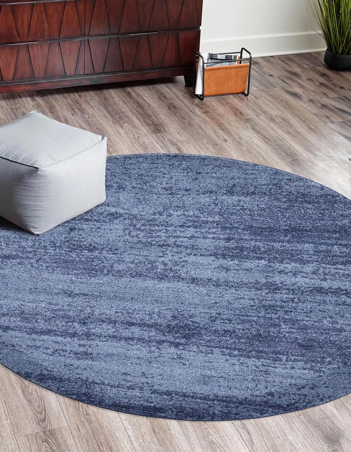 Navy Blue 7' 10 x 7' 10 Del Mar Round Rug