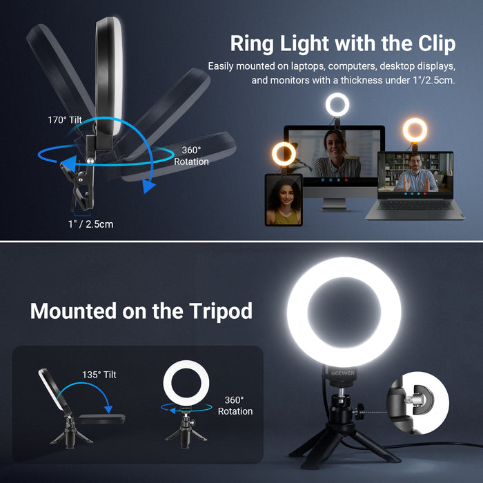 NEEWER BASICS BR60 5" Bi-Color Mini Ring Light