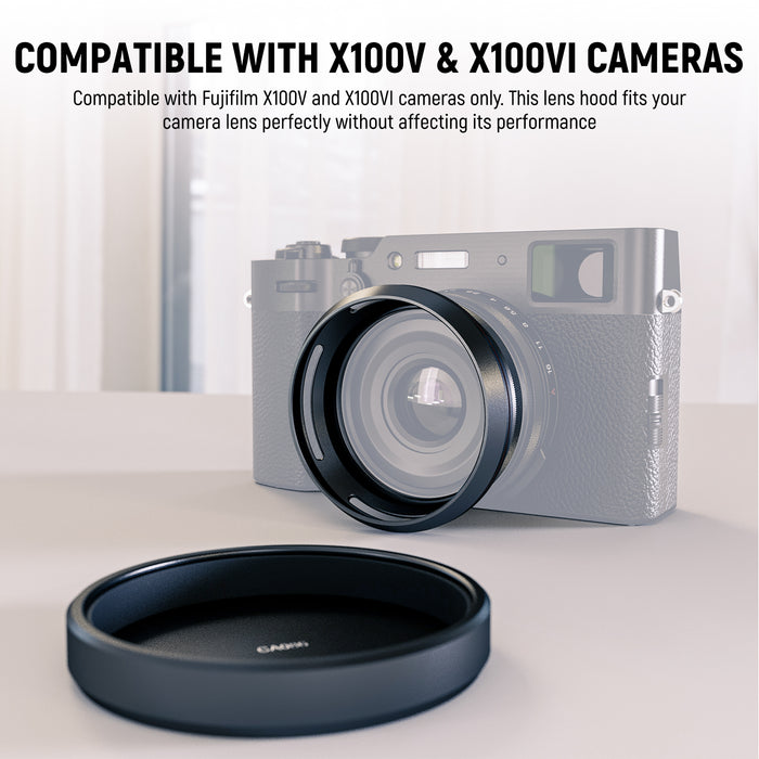 NEEWER CA086 Round Lens Hood is compatible with Fujifilm X100V and X100VI cameras