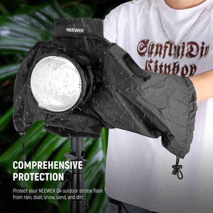 The lens raincoat is sturdy and able to withstand harsh weather conditions.
