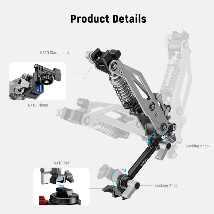 Product details of the NEEWER GA022 Hydraulic Boom Arm Suction Cup