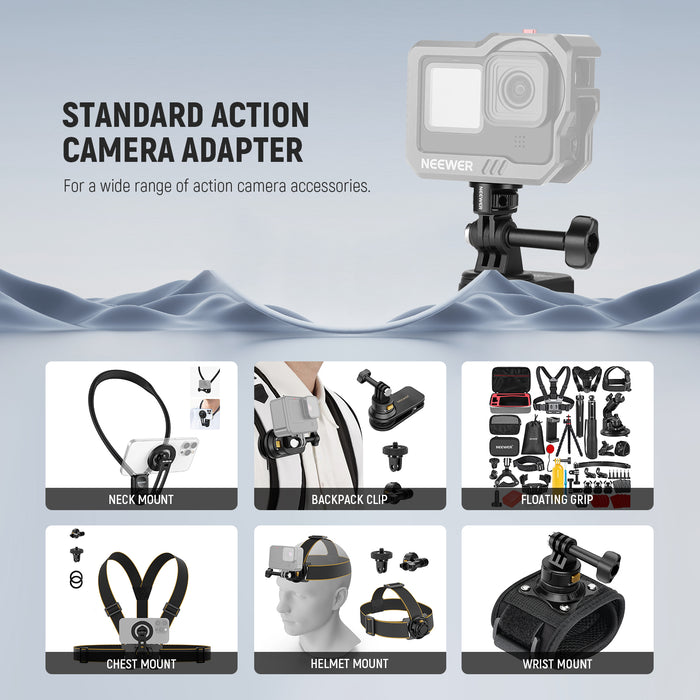 this mount suits a wide range of action camera accessories