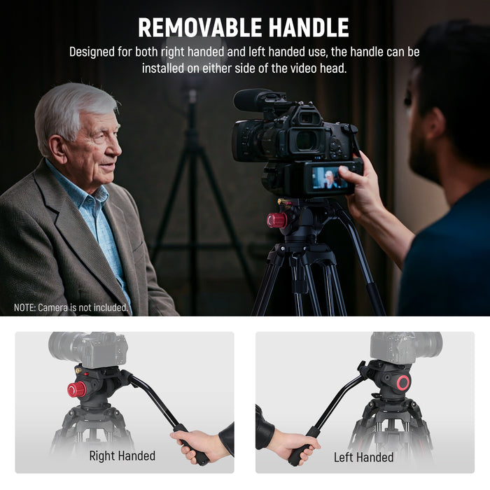 NEEWER LL38 Professional Video Tripod features a removable handle for handheld use.