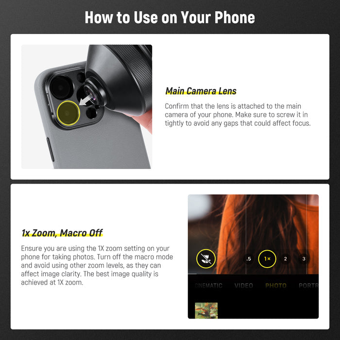 Usage instructions of the NEEWER LS-59 85MM HD 2.5X Telephoto Lens for Phone