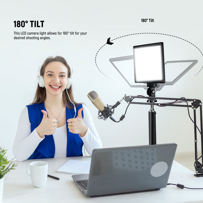 NEEWER NL-116AI Bi-Color LED Video Panel Light allows for 180° tilt.