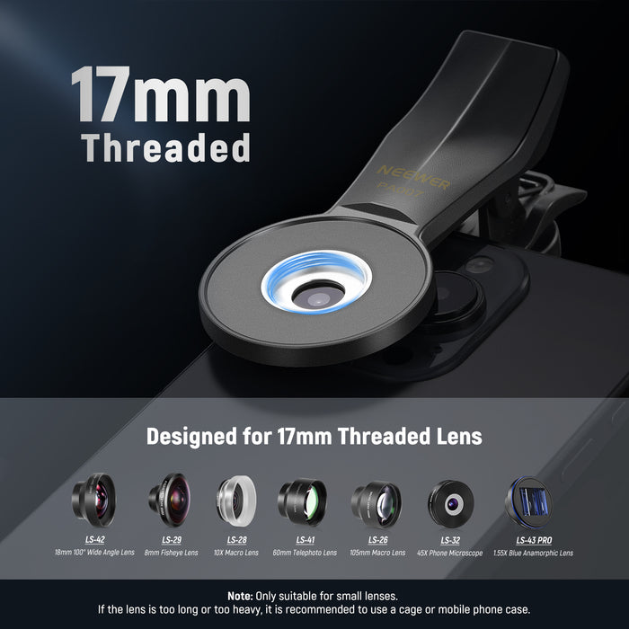 NEEWER PA007 Universal Phone Clamp for 17mm Threaded Lens