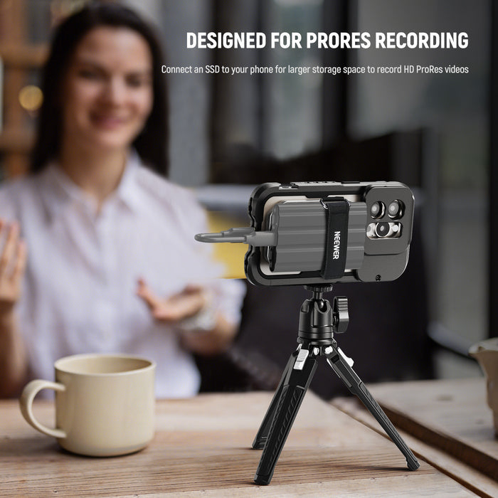 By connecting an SSD to your phone, you will have larger storage space to record HD ProRes videos