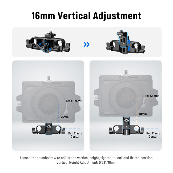 NEEWER PG013 Height Adjustable LWS 15mm Rod Clamp Matte Box Support