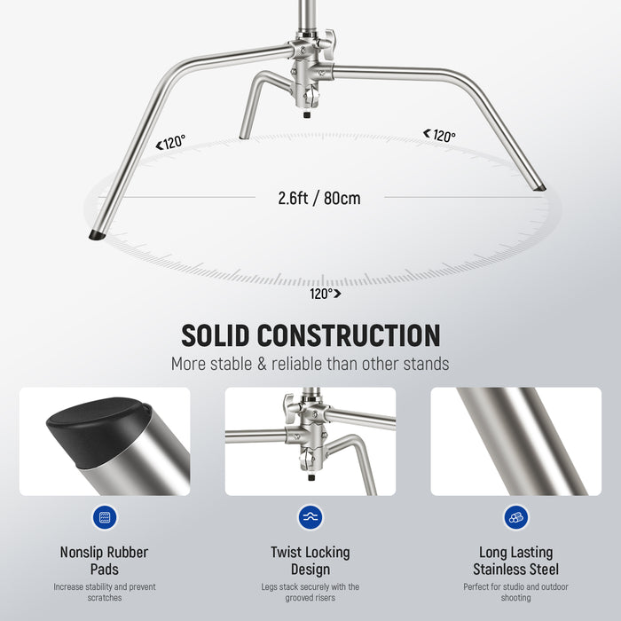 NEEWER SC186W foldable C Stand features a twist locking design.