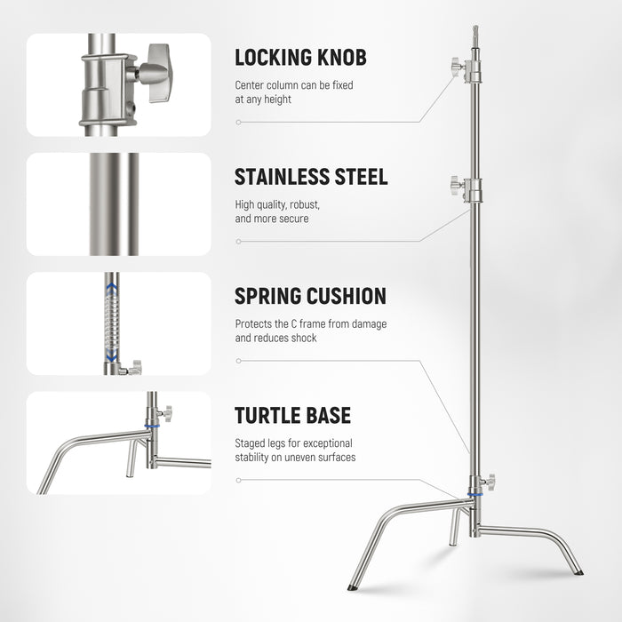 NEEWER SC320Q 320cm Heavy Duty C Stand is made of high quality stainless steel.