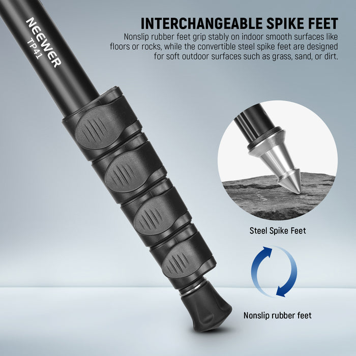 NEEWER TP41 Aluminum Alloy Camera Monopod features the steel spike feet