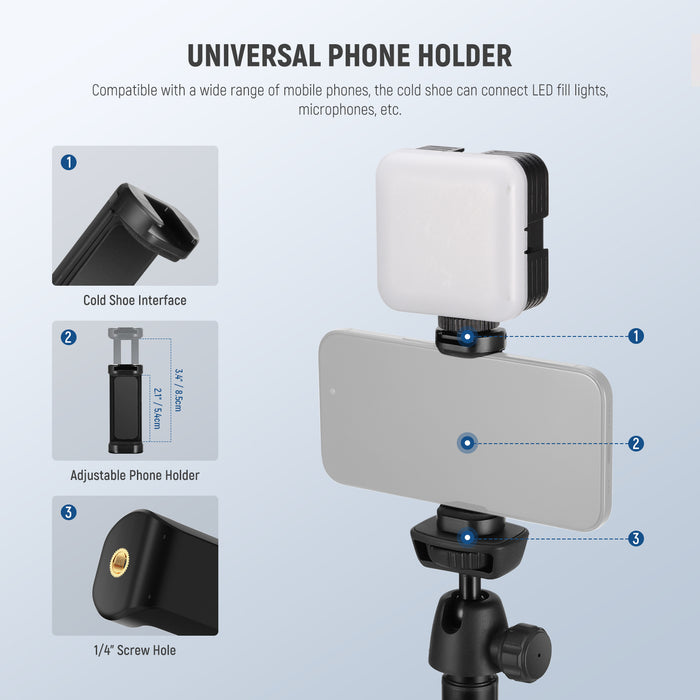 NEEWER TS05 62.9" All Metal Phone Tripod Selfie Sticks