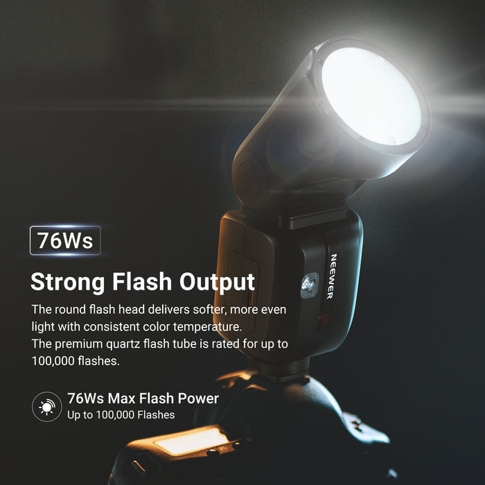 NEEWER Z2PRO 76Ws TTL Round Head Flash Speedlite