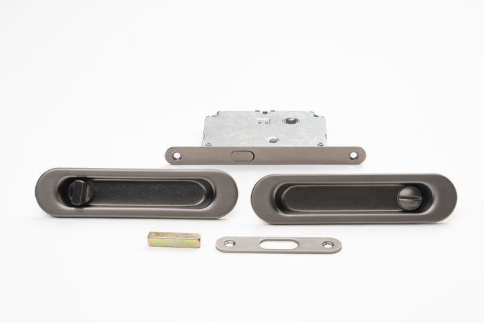 Oval Privacy Sliding Kit – 150mm – Smooth Graphite