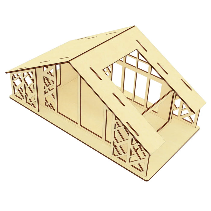 Patterned Dollhouse with Large Windows and Open Side - Glowforge