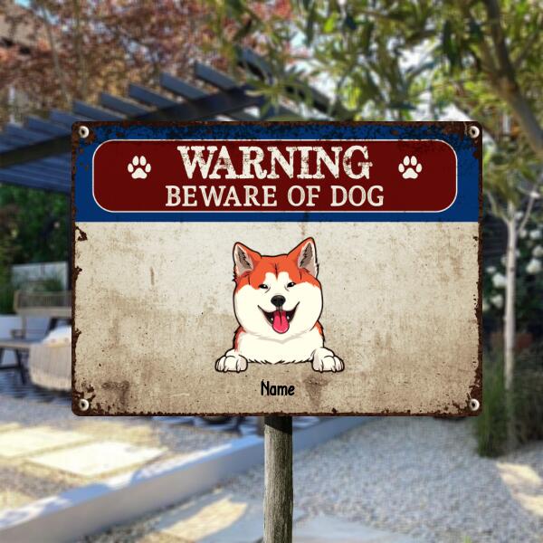 Pawzity Beware Of Dog Metal Yard Sign, Gifts For Dog Lovers, Funny Warning Sign, Personalized Housewarming Gifts