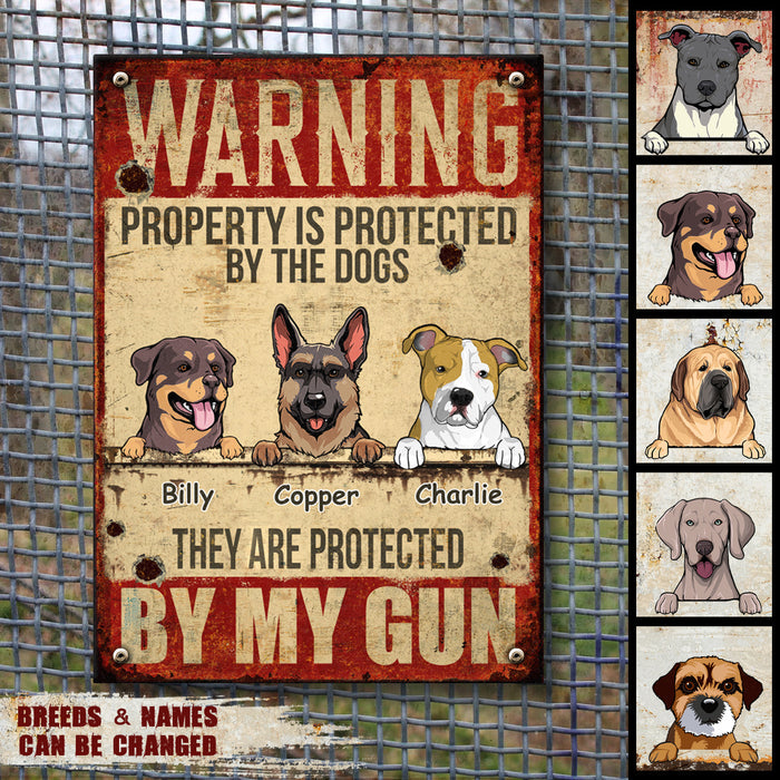 Pawzity Funny Warning Signs, Gifts For Dog Lovers, Property Is Protected By The Dogs, Welcome Metal Signs