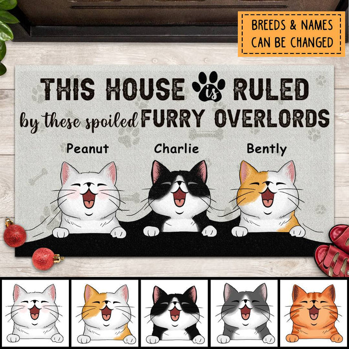 Pawzity Funny Welcome Mat, Gifts For Cat Lovers, This House Is Ruled By These Spoiled Furry Overlords