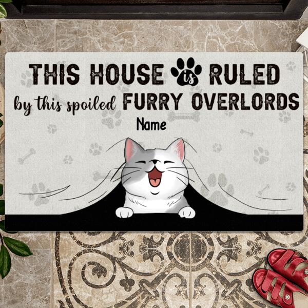 Pawzity Funny Welcome Mat, Gifts For Cat Lovers, This House Is Ruled By These Spoiled Furry Overlords