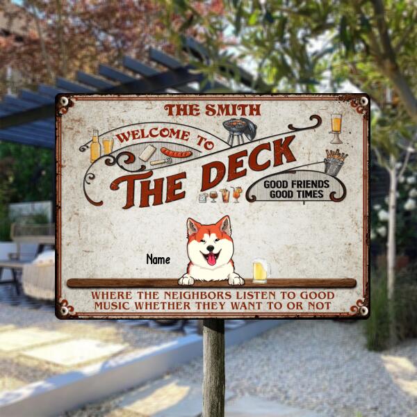 Pawzity Metal Yard Sign, Gifts For Pet Lovers, Welcome To The Deck Good Friends Good Times Funny Signs