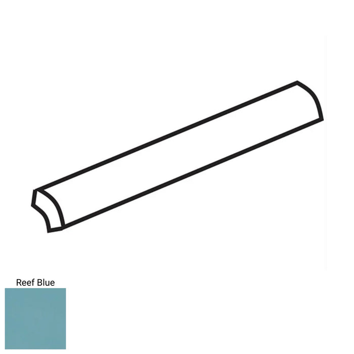 Pencil Tile Delight Reef Blue 3/4''x10'' Glossy can be used to finish the edge of the backsplash, bathroom, or shower wall.&nbsp;