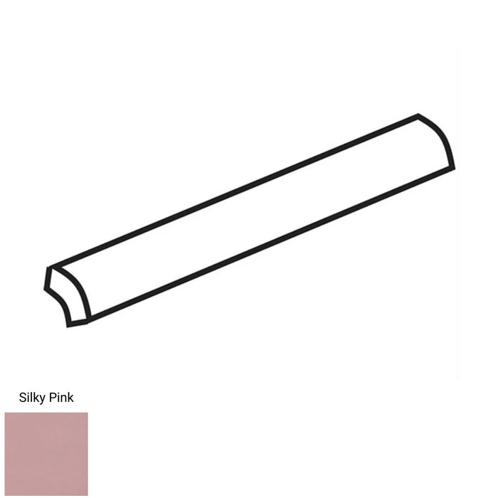 Pencil Tile Delight Silk Pink 3/4''x10'' Glossy can be used to finish the edge of the backsplash, bathroom, or shower wall.