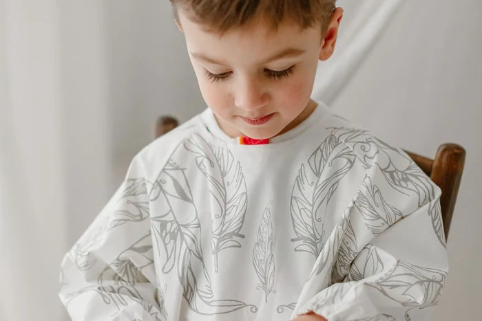 Poly Long Sleeve Bib Cover (Recycled) - Feather White
