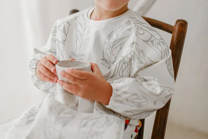 Poly Long Sleeve Bib Cover (Recycled) - Feather White
