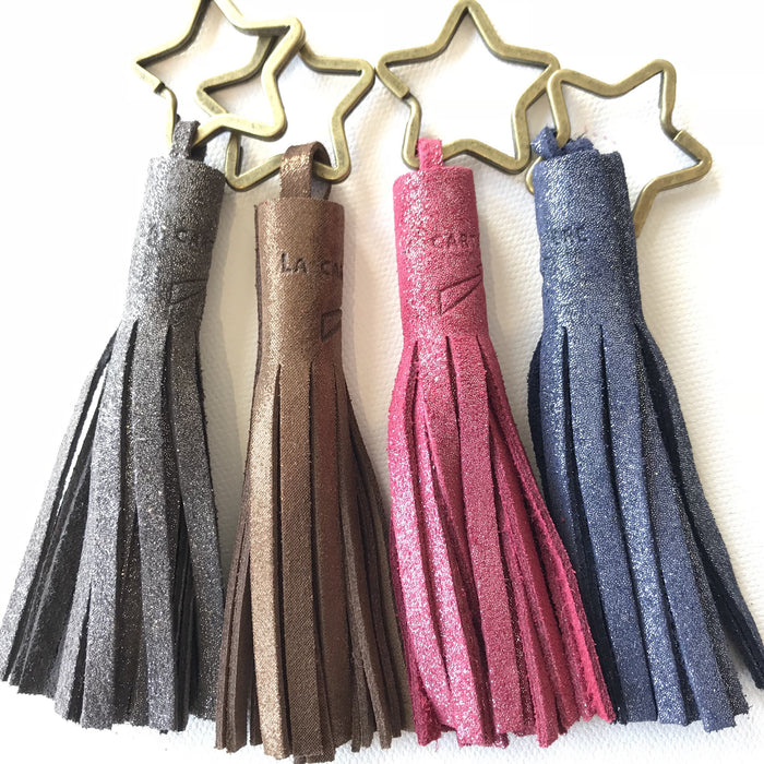 PomPom Leather Glitter Keychains