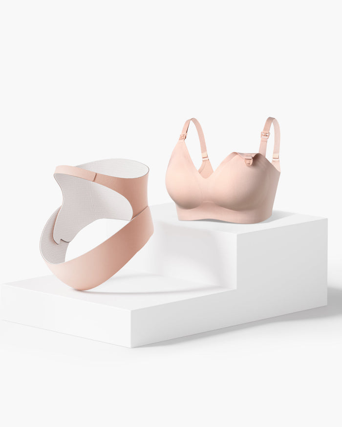 Pregnancy Comfort Bundle: Ergonest Belly Band and Ultra Soft Seamless Nursing Bra YN21