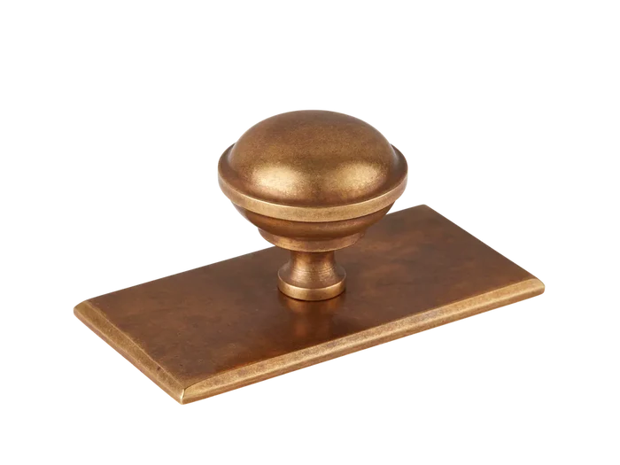 Queslett Cabinet Knob with Rectangular Backplate By Armac Martin