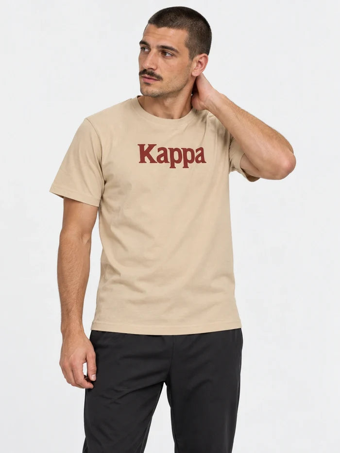 Remera Kappa Authentic Runis Beige Lt Almond-Bright Blanco-Rojo Paprika — vista principal