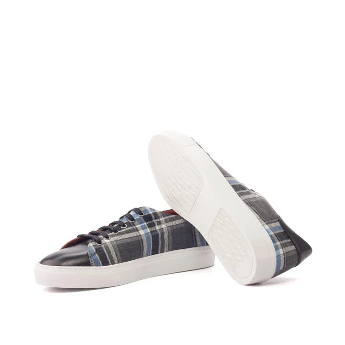 Plaid patterned retro trainer sneakers