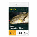 Rio Powerflex Plus trout leader packaging showing 7.5ft length, 4X tippet strength, and 7.5lb test for freshwater fishing