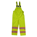 Tough Duck safety rain bib overall in fluorescent green and black, front view