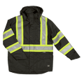 Tough Duck safety rain jacket in black, 3X sizing, front view